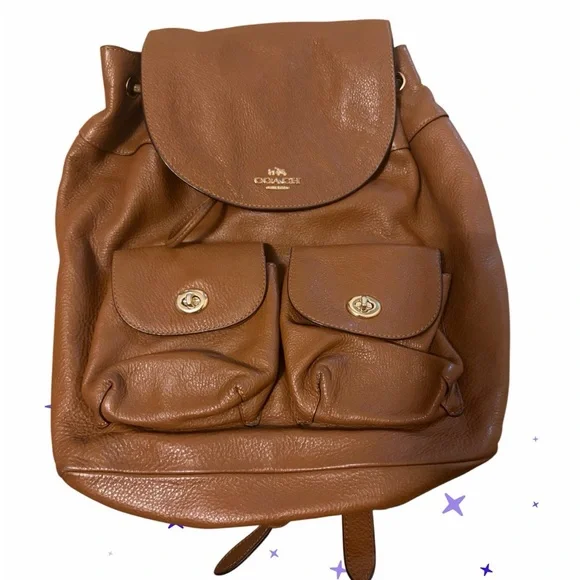 COACH                    Pebbled Leather Billy Backpack brown F37410  🎀🎀🎀 - Picture 5 of 16